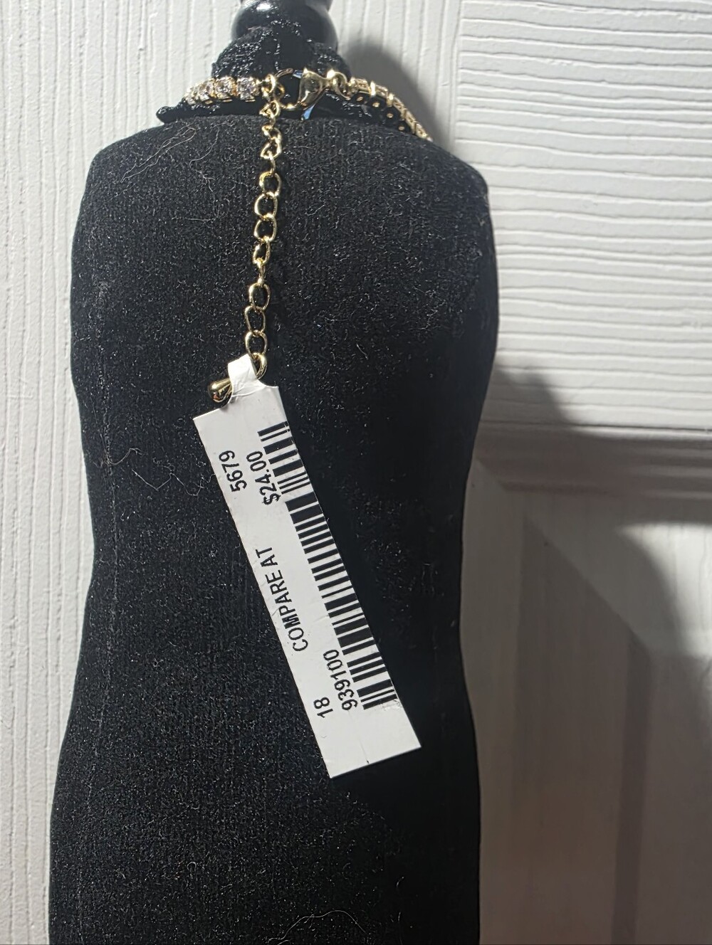 Gold Crystal Heart Choker Necklace with Black Heart Accents - Picture 3 of 3